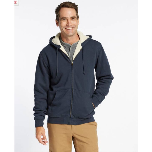L.L. Bean Mens Katahdin Iron Works Heavyweight Hooded Sherpa Cotton Sweatshirt - Picture 2 of 10